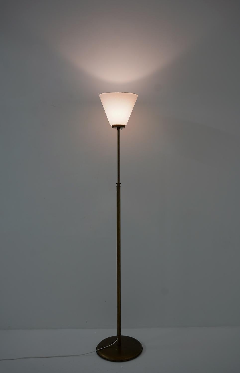 Pair of Swedish Modern Uplight Floor Lamps in Brass, 1940s For Sale 3