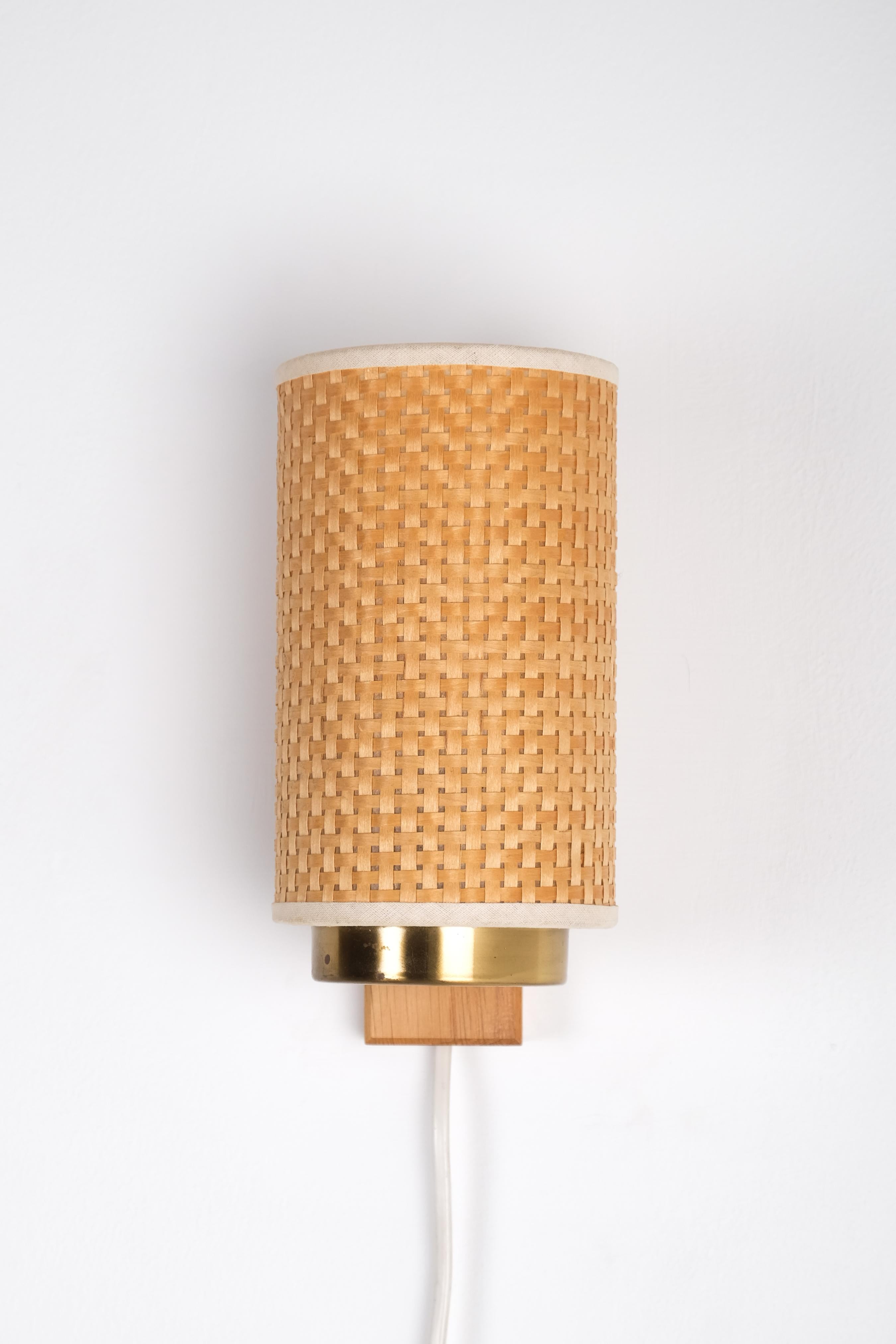 Brass Pair of Swedish Modern Wall Lamps, 1950s For Sale
