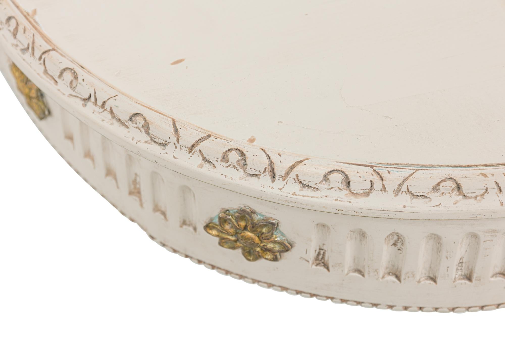 Gesso Pair of Swedish Neo-Classic Cream Painted and Gilt Demilune Wall-Mounted Console For Sale