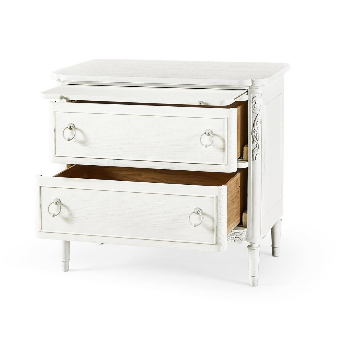 Pair of Swedish Neo Classic White Nightstands For Sale 4