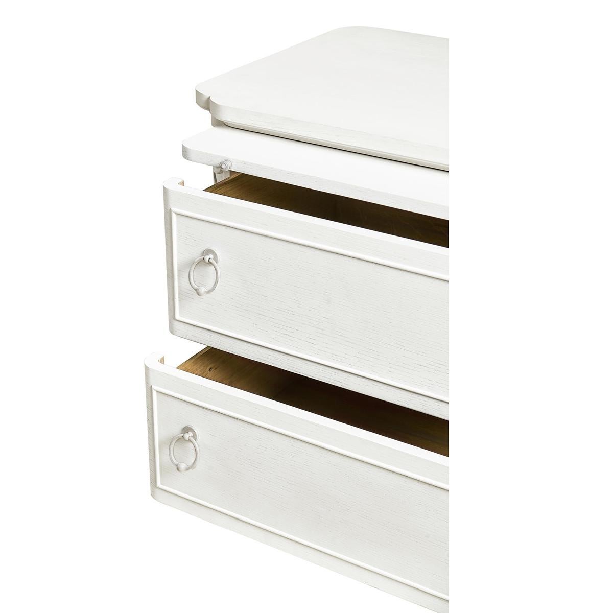Contemporary Pair of Swedish Neo Classic White Nightstands For Sale