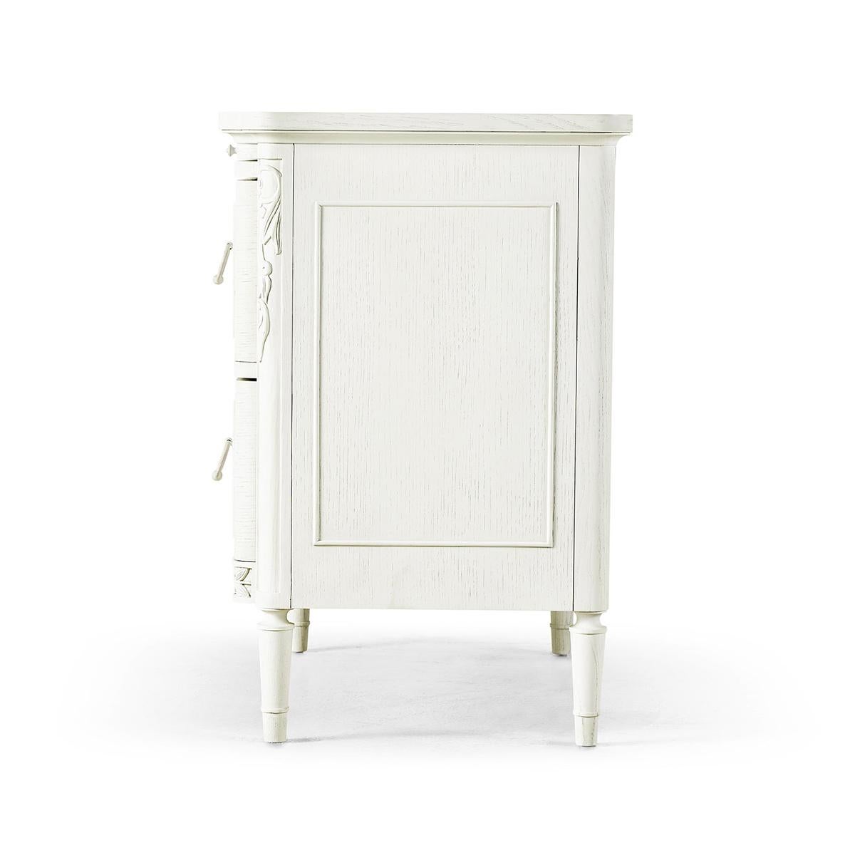 Wood Pair of Swedish Neo Classic White Nightstands For Sale