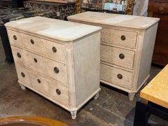 Pair of Swedish Neo-Classical Style Hand Painted Bedside Tables
