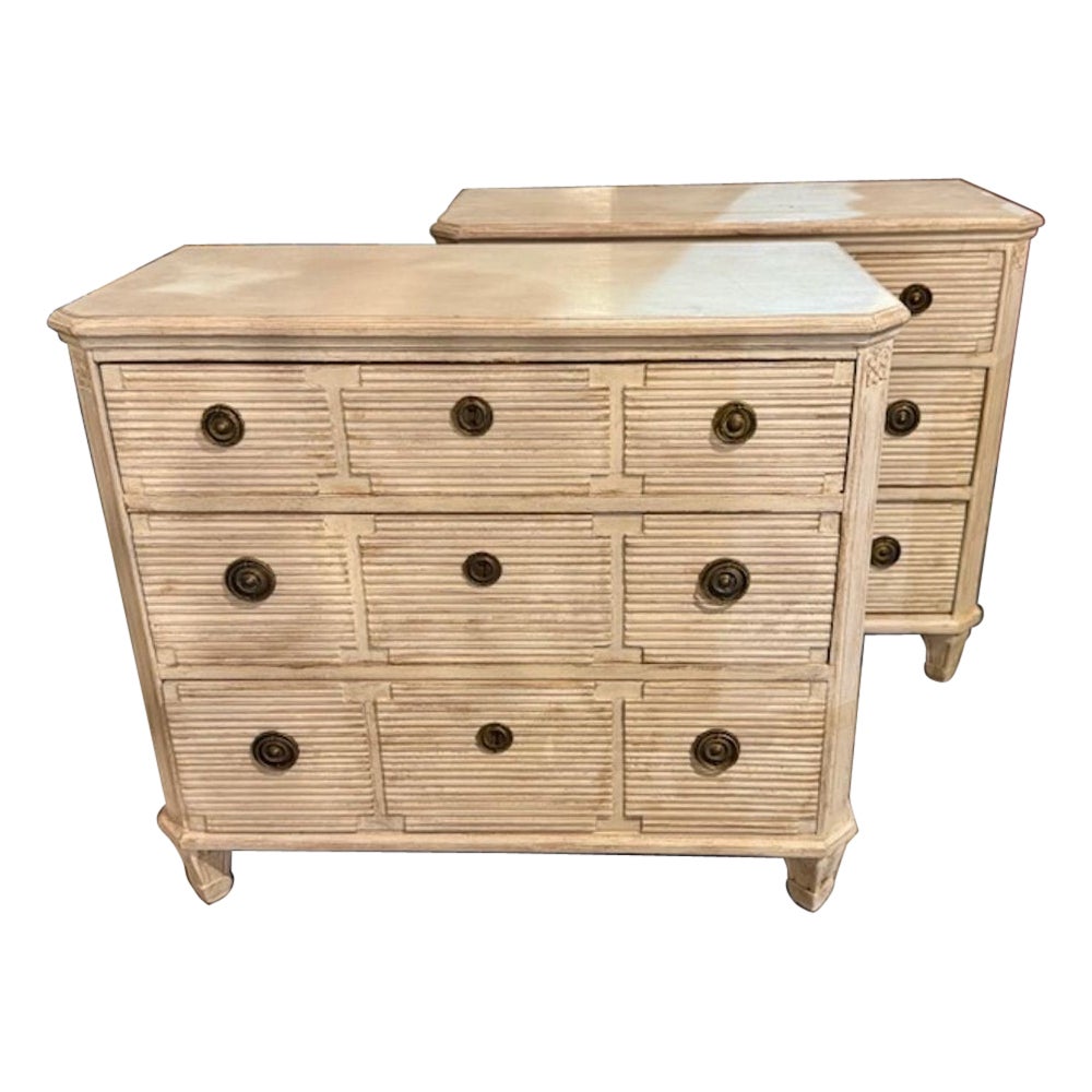 Pair of Swedish Neo-Classical Style Hand Painted Bedside Tables For Sale