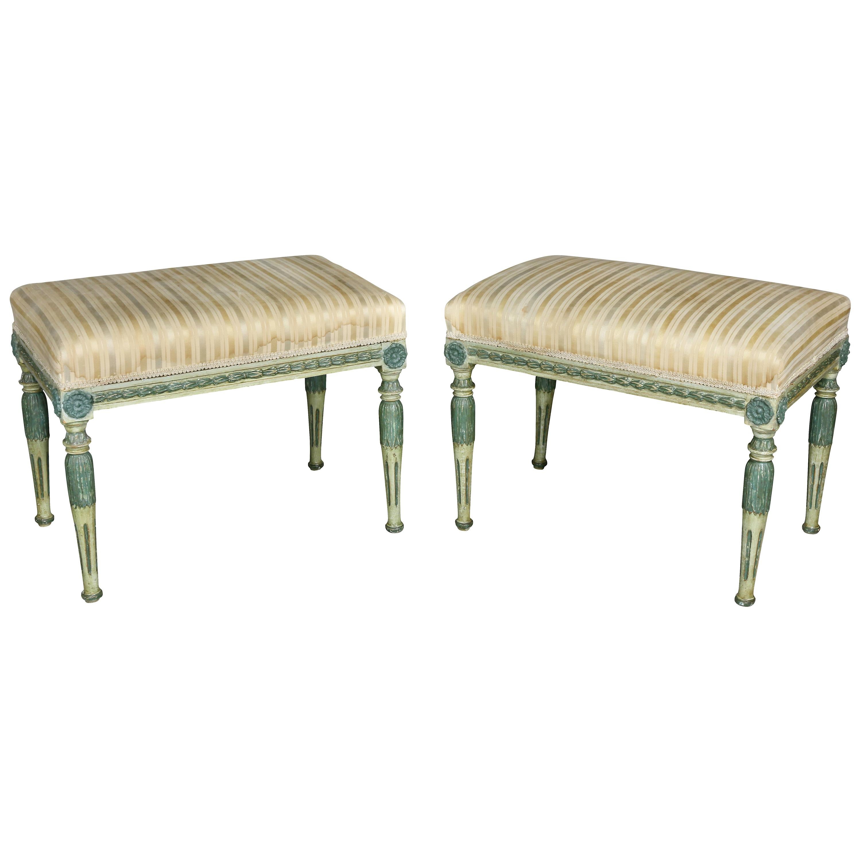 Pair of Swedish Neoclassic Painted Benches