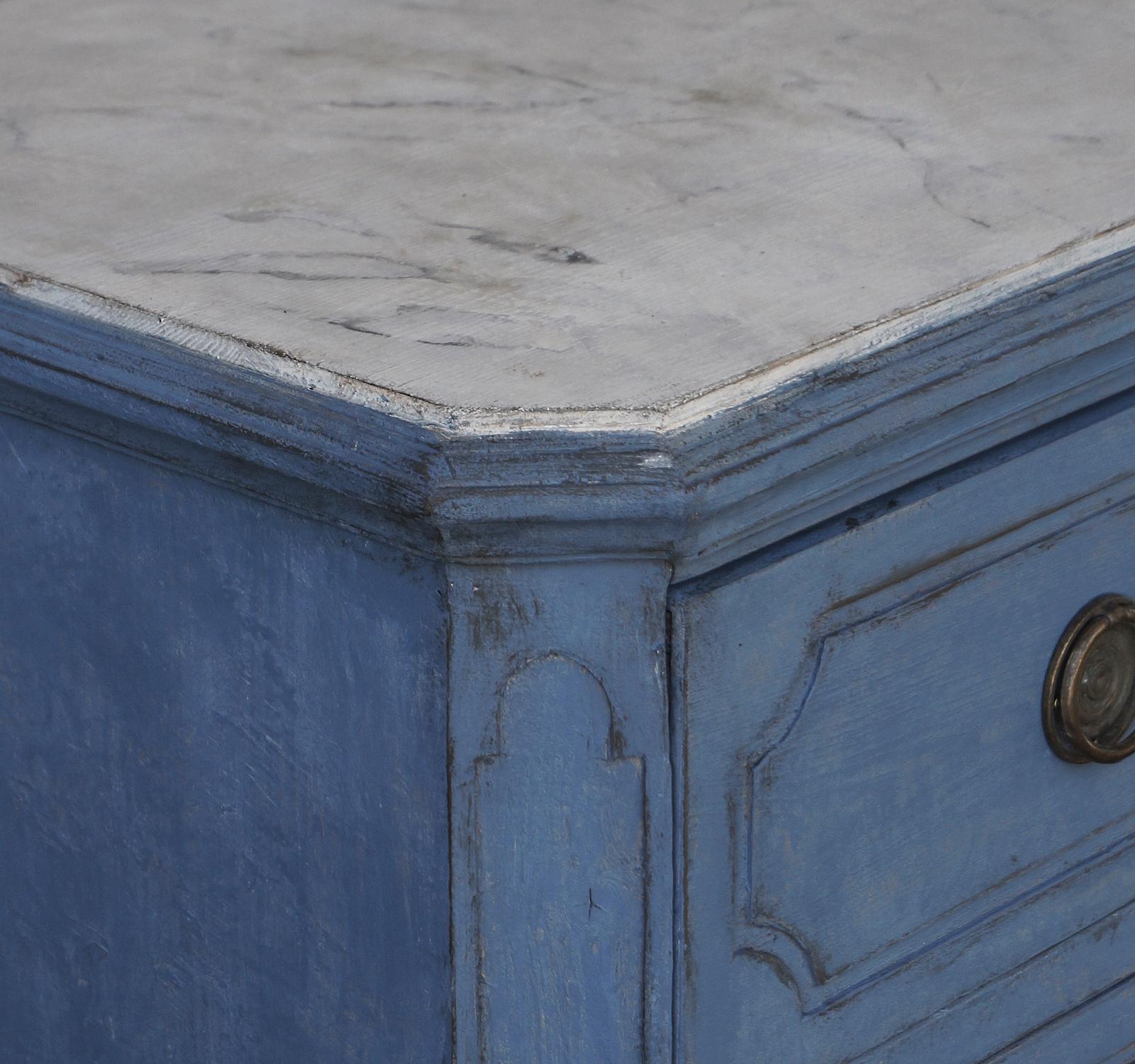Pair of Swedish Neoclassical Chests in Blue Paint 2