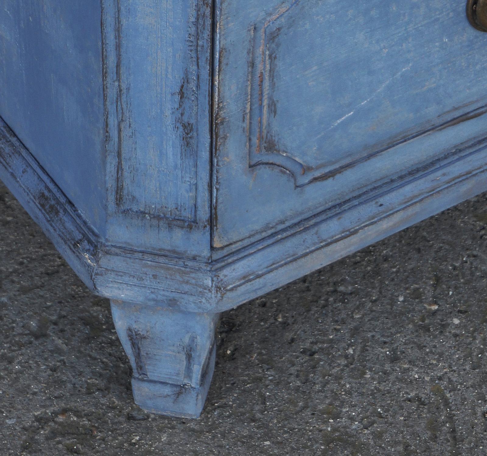 Pair of Swedish Neoclassical Chests in Blue Paint 3
