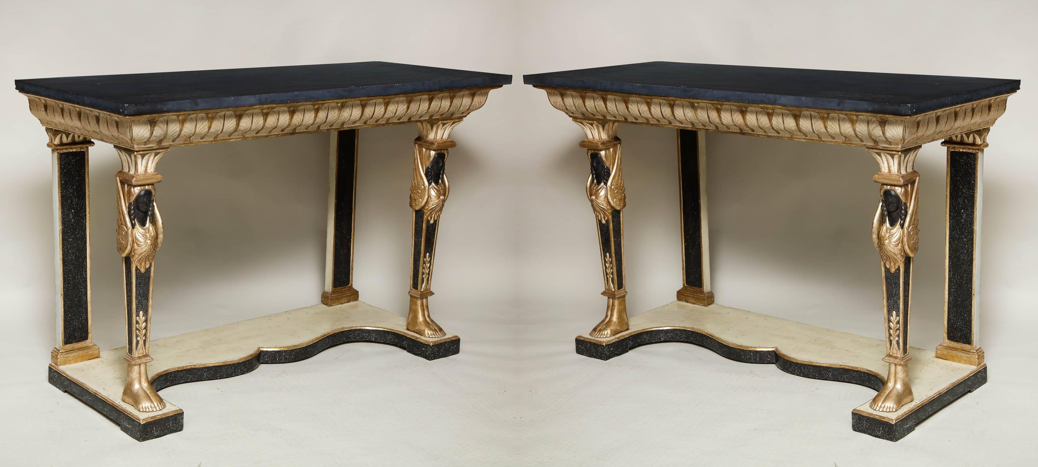 Stunning Deco Swedish-Egyptian Painted Consoles 2