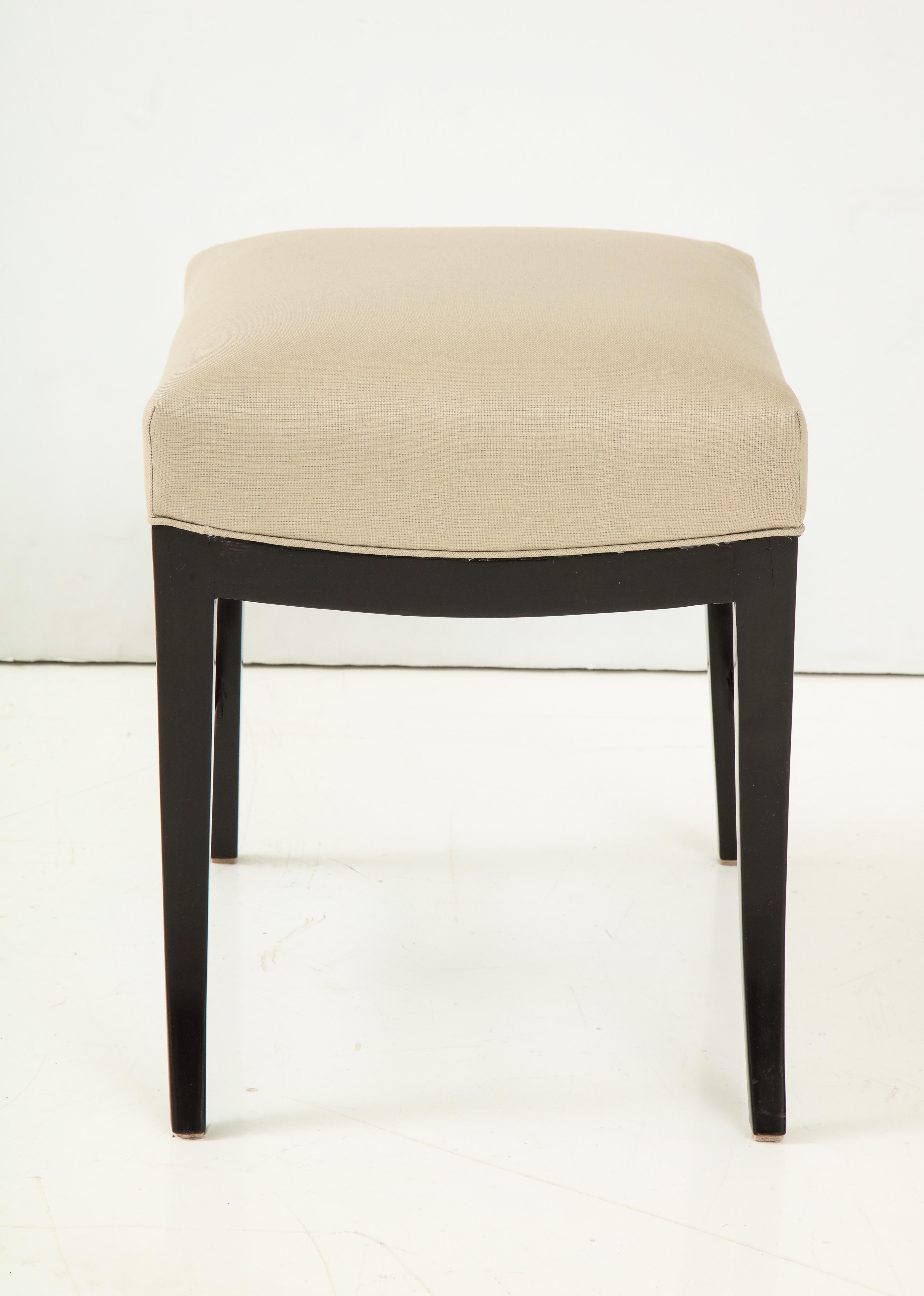 Pair of Swedish Neoclassical Ebonized and Upholstered Stools, circa 1830s 6