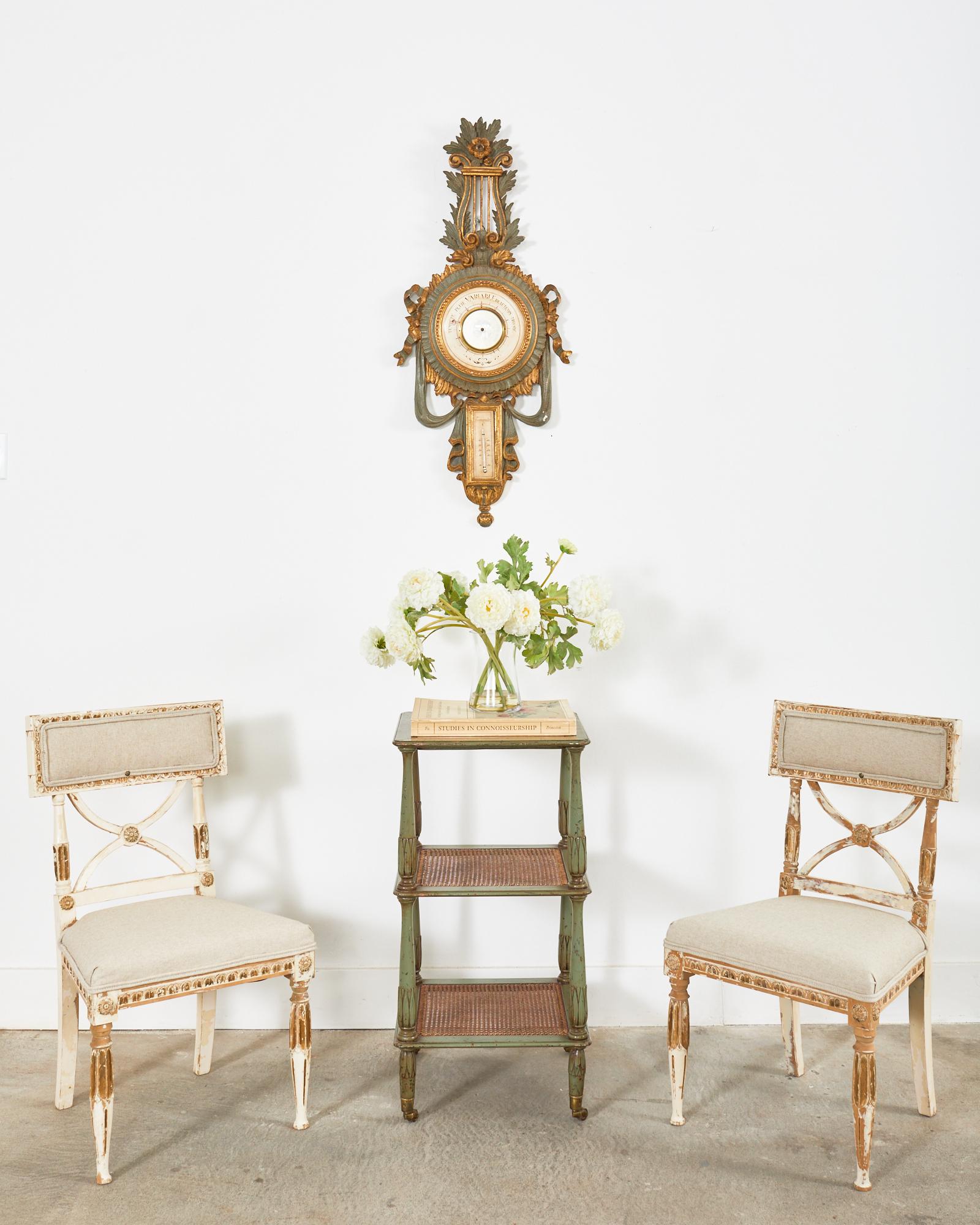Pair of Swedish Neoclassical Gustavian Style Painted Hall Chairs For Sale 7