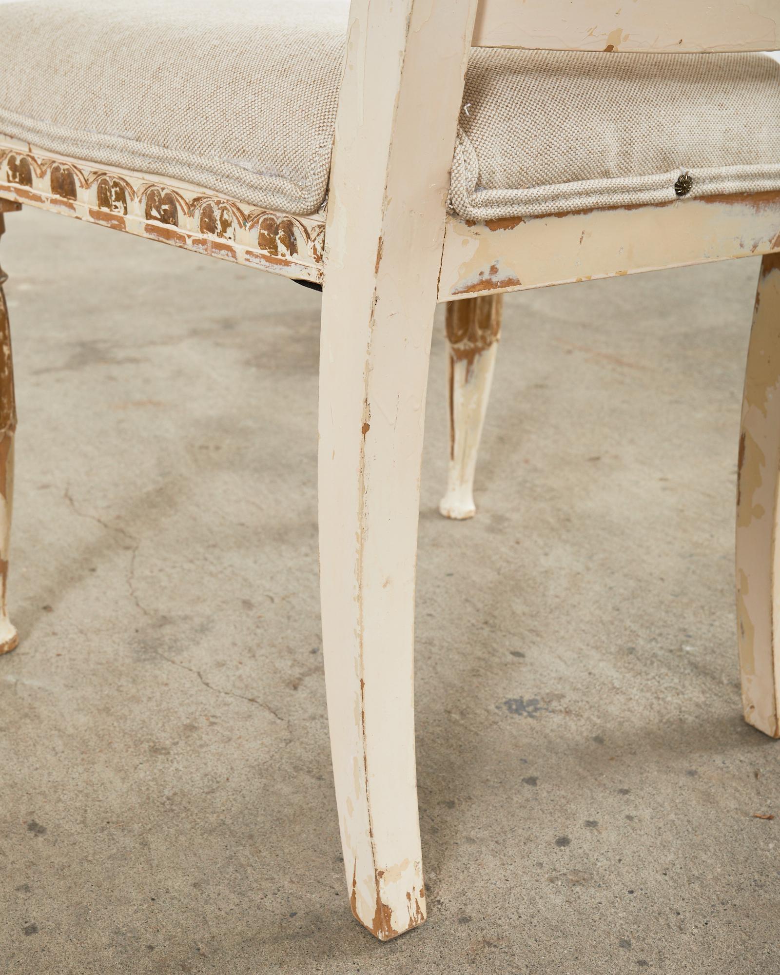 Pair of Swedish Neoclassical Gustavian Style Painted Hall Chairs For Sale 10