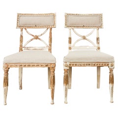 Pair of Swedish Neoclassical Gustavian Style Painted Hall Chairs