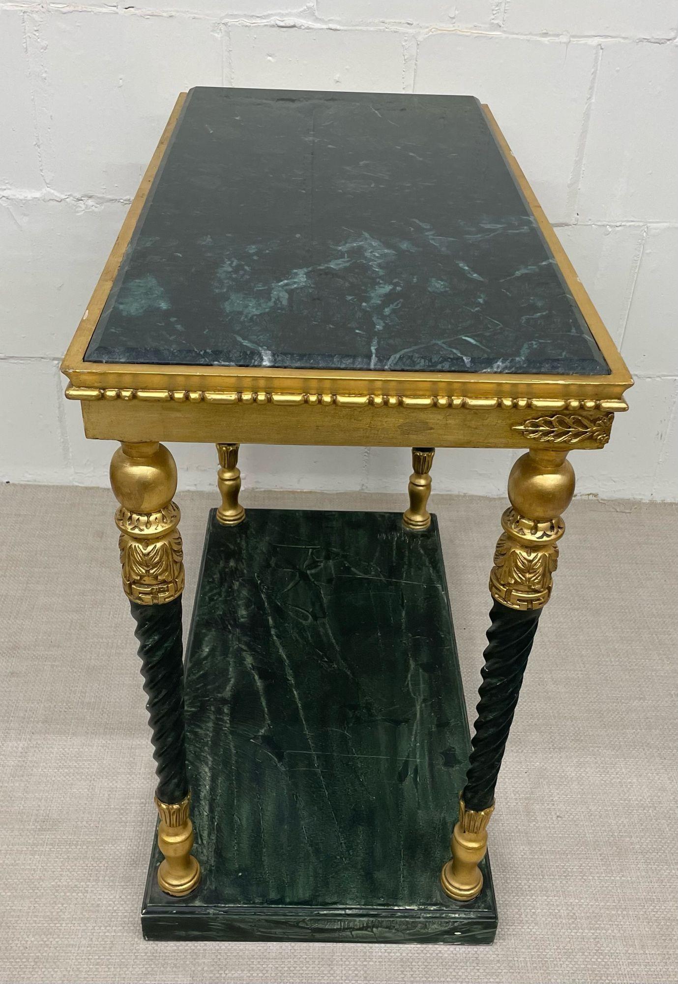 Pair of Swedish Neoclassical Maison Jansen Style Marble Top Consoles For Sale 1