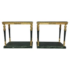 Pair of Swedish Neoclassical Maison Jansen Style Marble Top Consoles