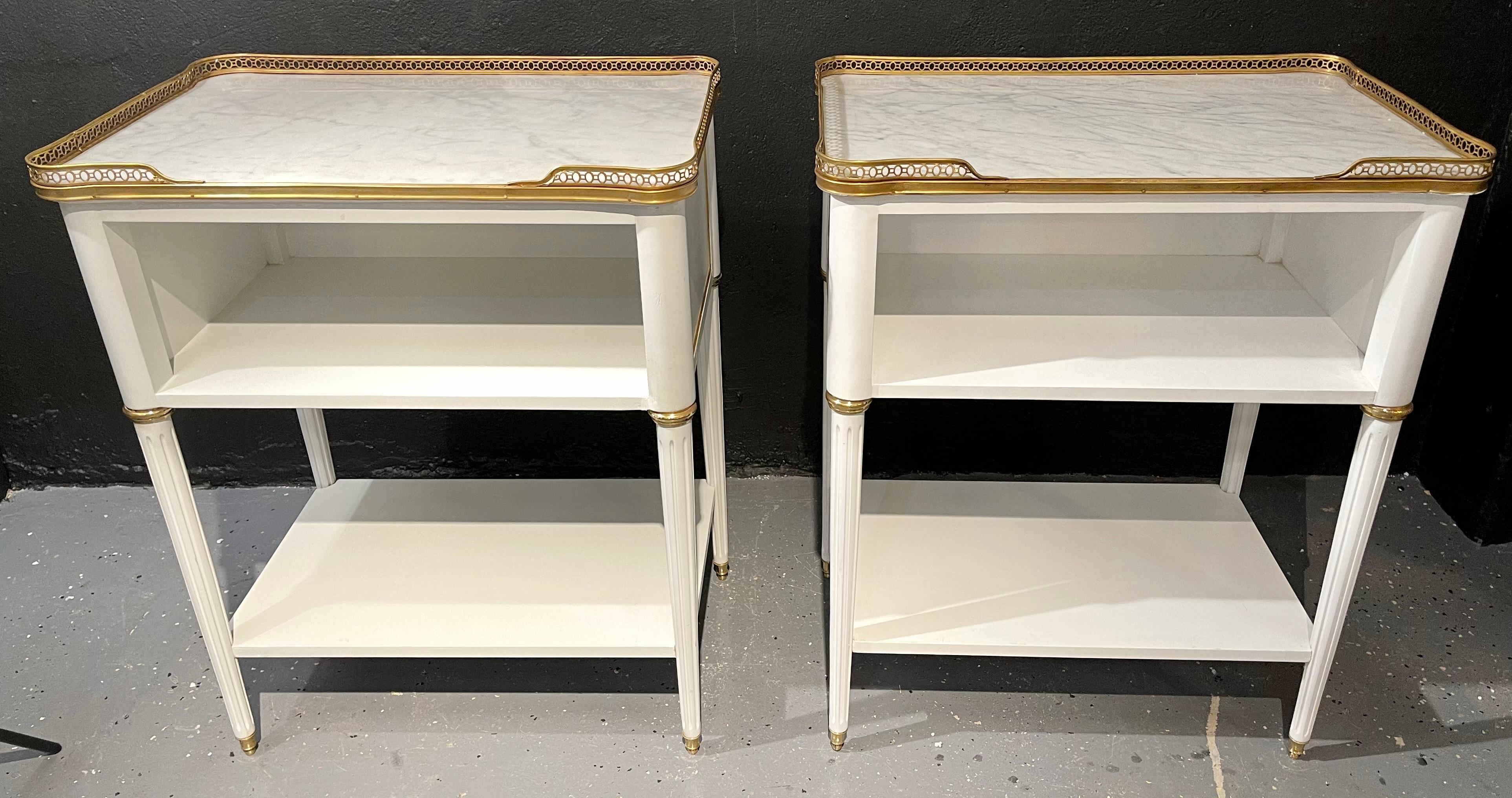 Hollywood Regency Pair of Swedish Neoclassical Open Nightstands or End Tables Manner Jansen
