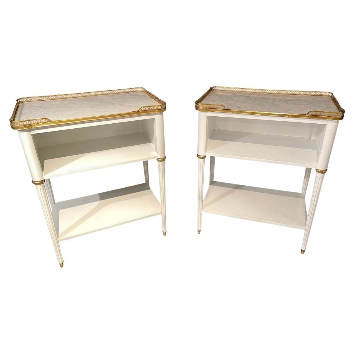 Pair of Swedish Neoclassical Open Nightstands or End Tables Manner Jansen For Sale