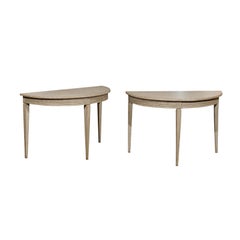 Pair of Swedish Neoclassical Period Painted Demilunes with Guilloche Motifs Pair of Swedish Neoclassical Period Painted Demilunes with Guilloche Motifs