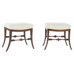 Pair of Swedish Neoclassical Stools in Beech