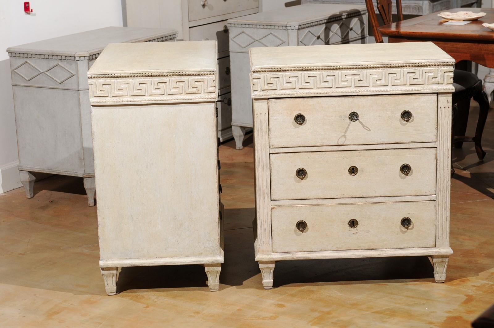 Pair of Swedish Neoclassical Style 19th Century Chests with Greek Key Friezes 2