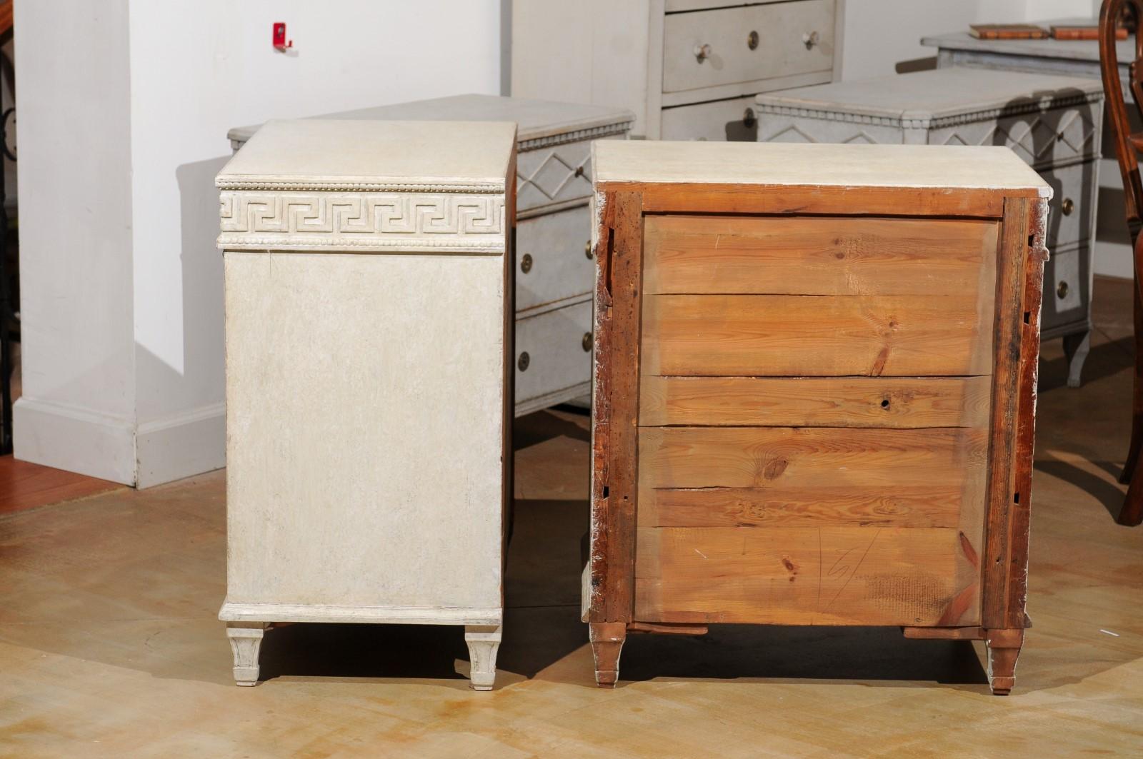 Pair of Swedish Neoclassical Style 19th Century Chests with Greek Key Friezes 4