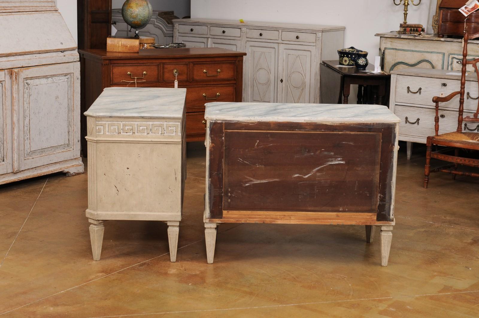 Pair of Swedish Neoclassical Style 19th Century Chests with Painted Greek Keys For Sale 5