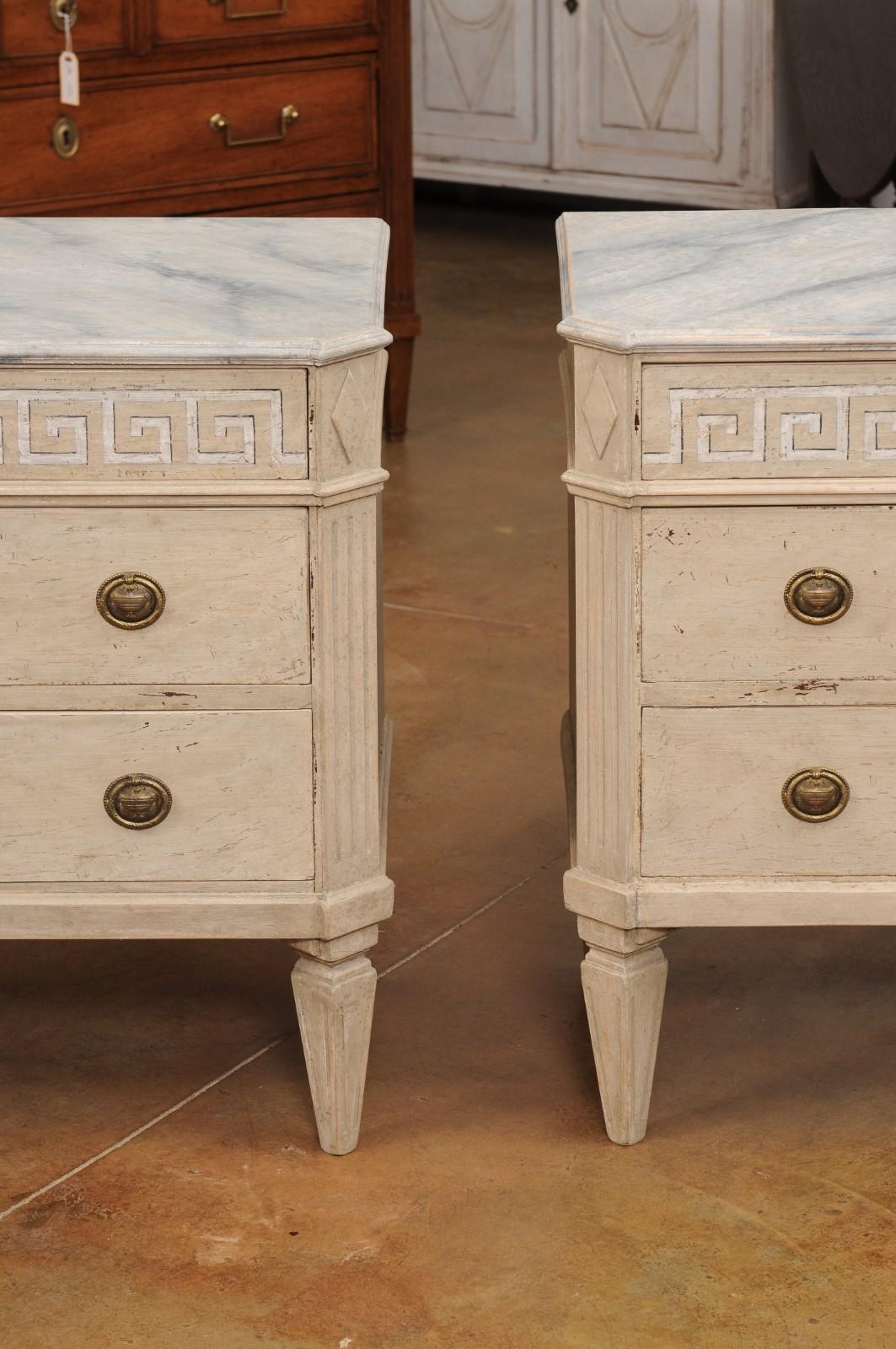 Pair of Swedish Neoclassical Style 19th Century Chests with Painted Greek Keys For Sale 8