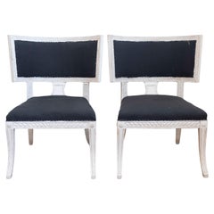 Pair of Swedish Neoclassical Style Klismos Painted and Carved Side Chairs