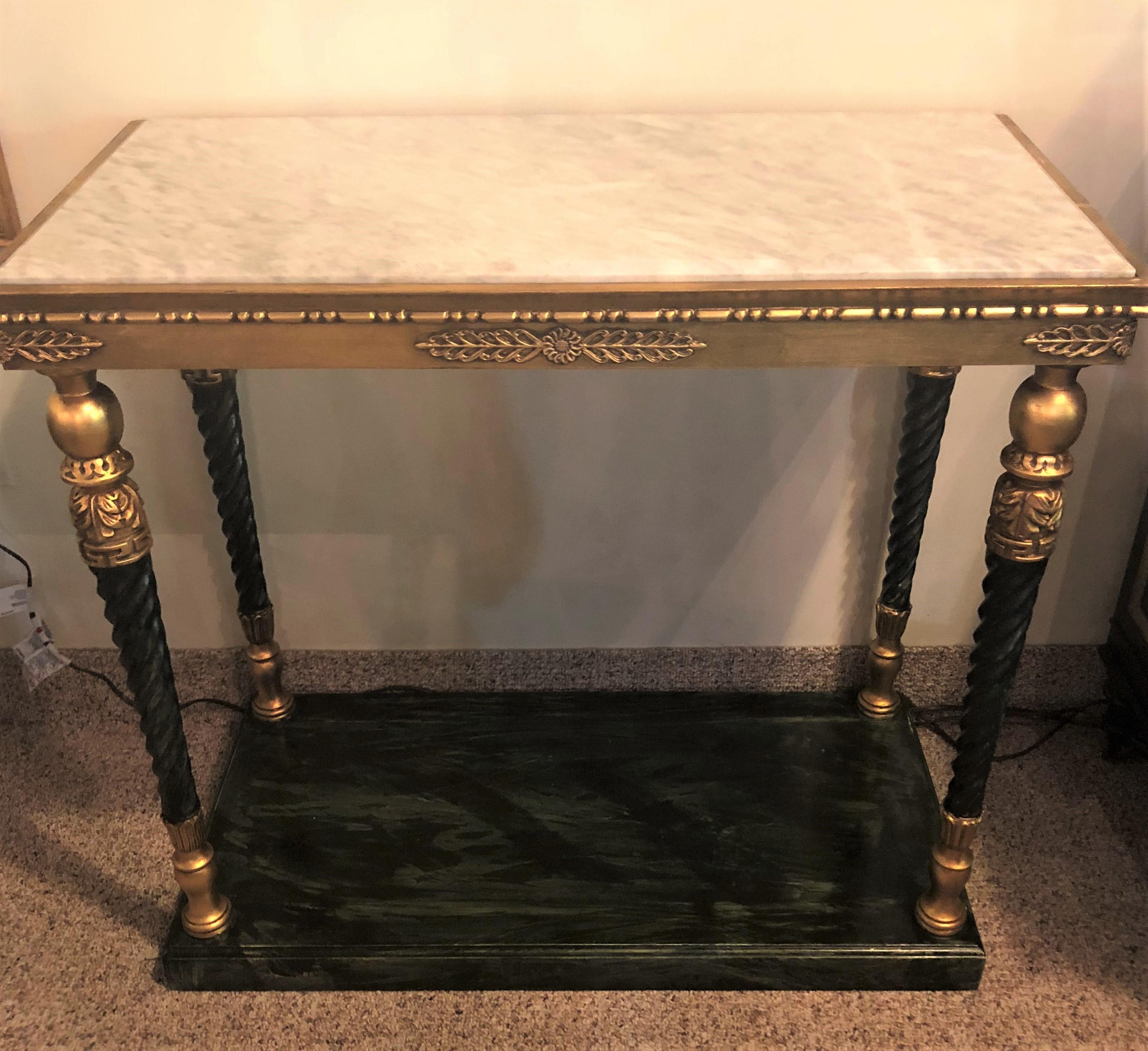 Pair of Swedish Neoclassical Style Marble-Top Consoles For Sale 5