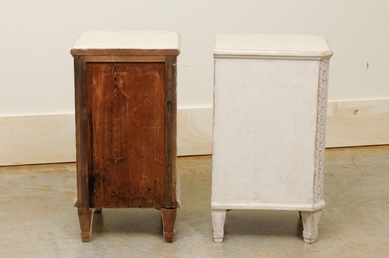 Pair of Swedish Neoclassical Style Painted Nightstand Tables with Guilloches 6