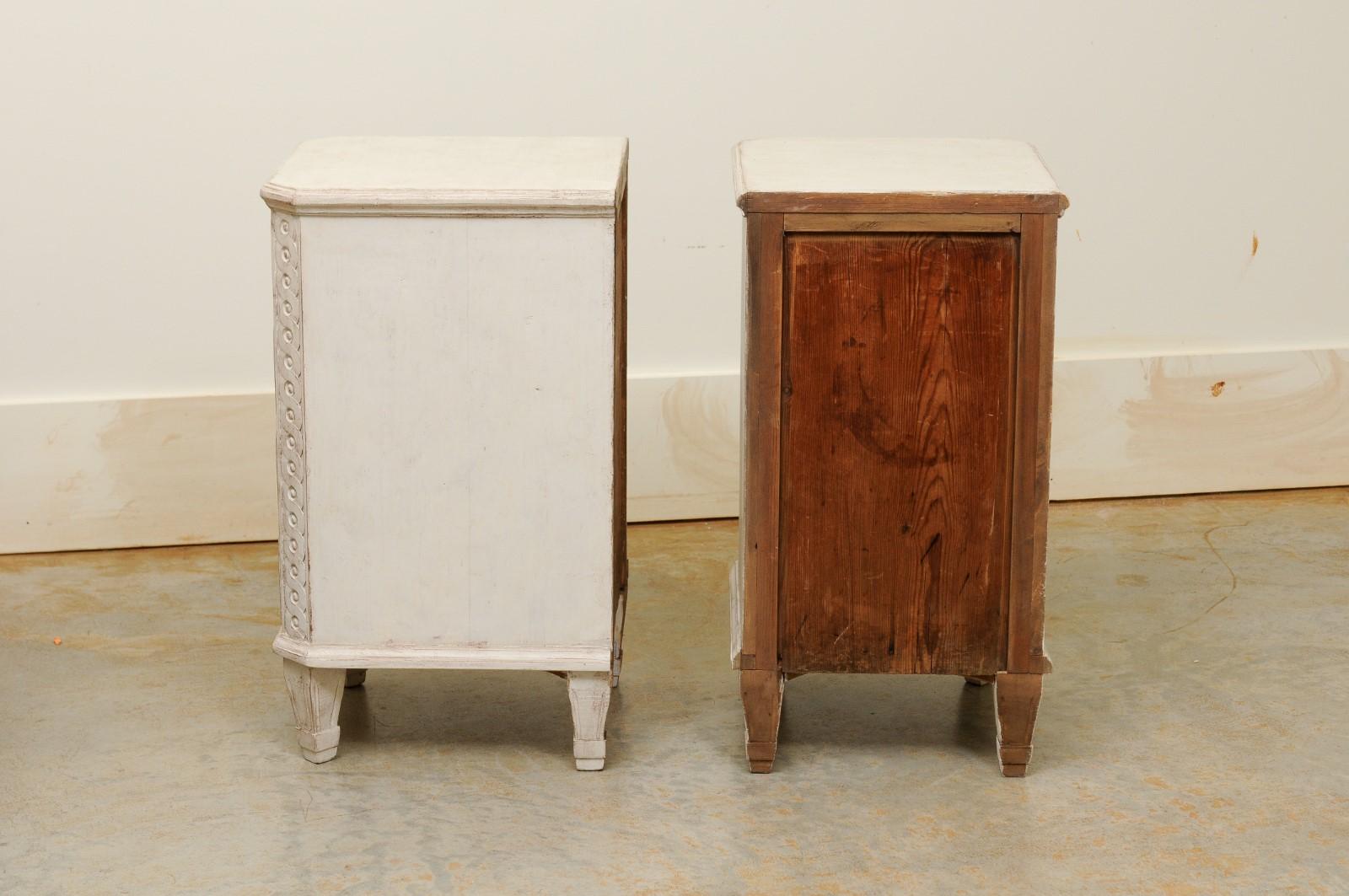 Pair of Swedish Neoclassical Style Painted Nightstand Tables with Guilloches 7