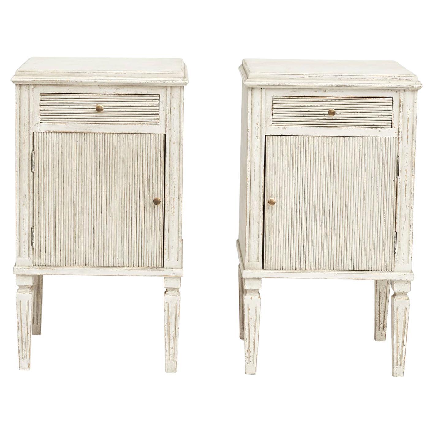 Pair Of Swedish Nightstands Or Bedside Cabinets, Gustavian Style