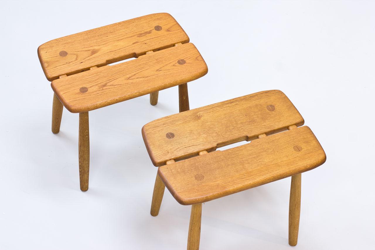 Pair of Swedish Oak Stools by Carl Gustaf Boulogner, 1950s In Good Condition In Stockholm, SE