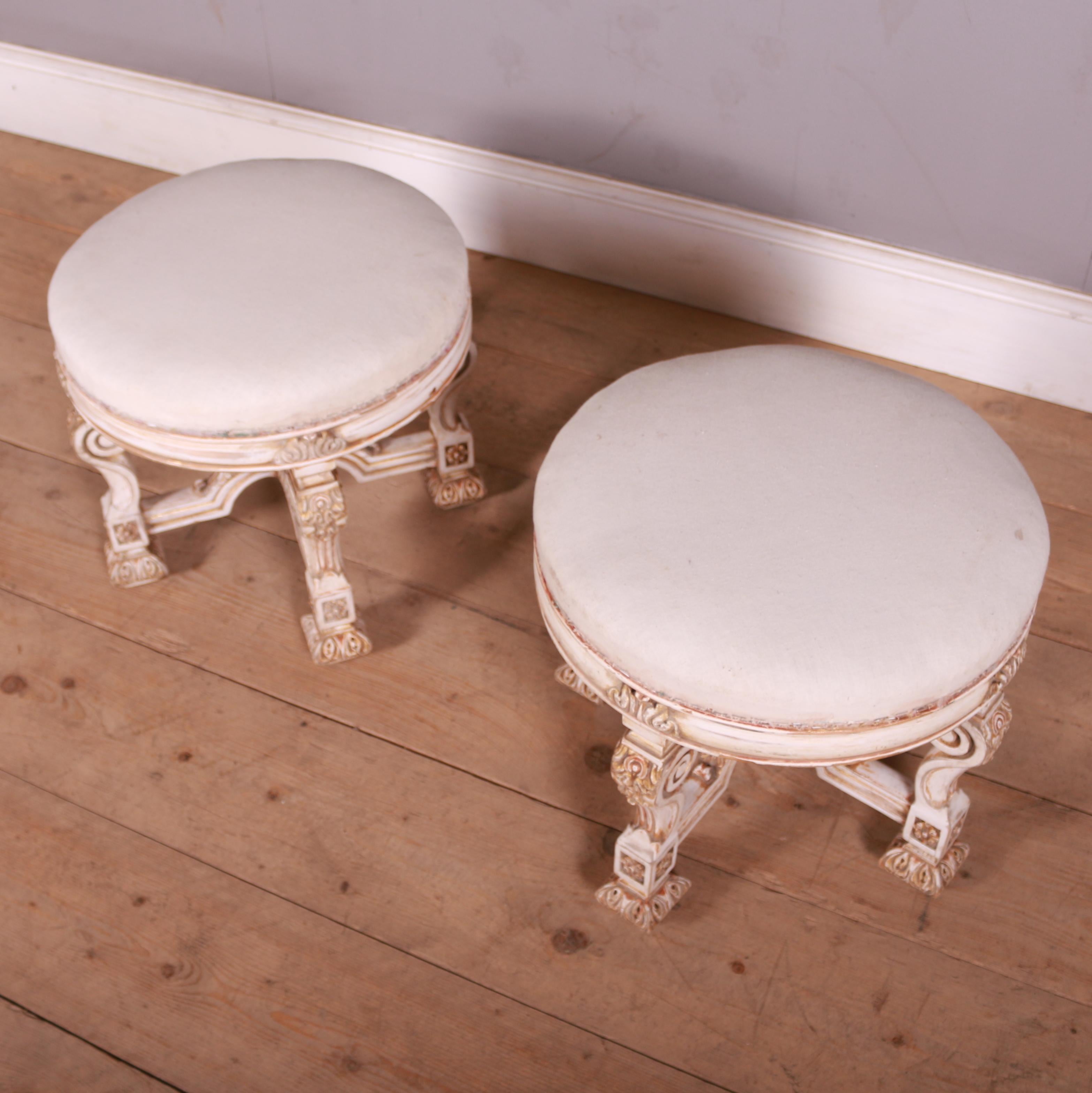 Beech Pair of Swedish Original Painted Stools For Sale