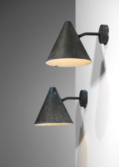 Pair of Swedish Outdoor Wall Lamps Hans Agne Jakobsson in Patinated Copper