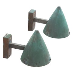 Pair of Swedish Outdoor Wall Lamps in Copper by Falkenbergs Belysning