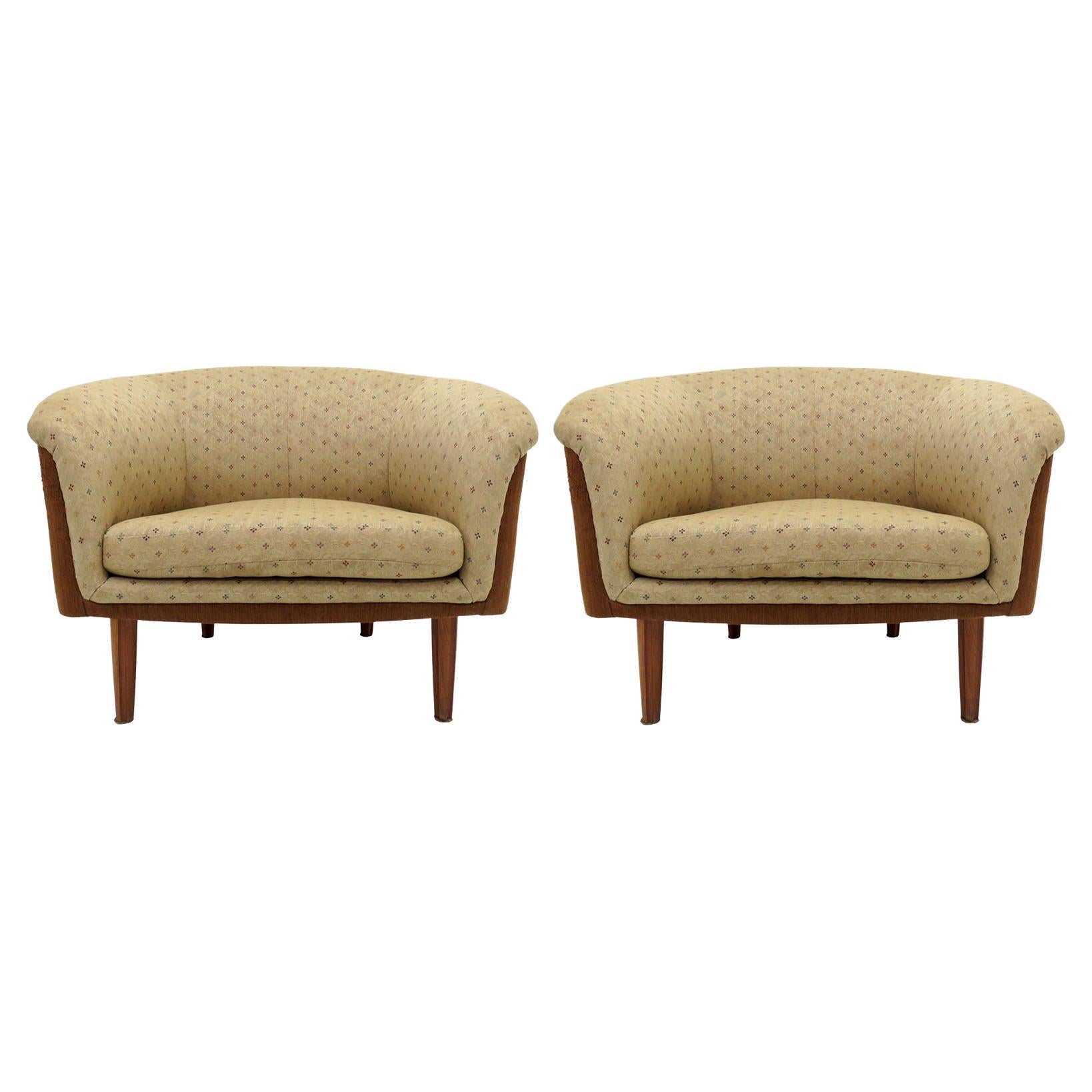 Pair of Swedish Oversized Lounge Chairs, 1960