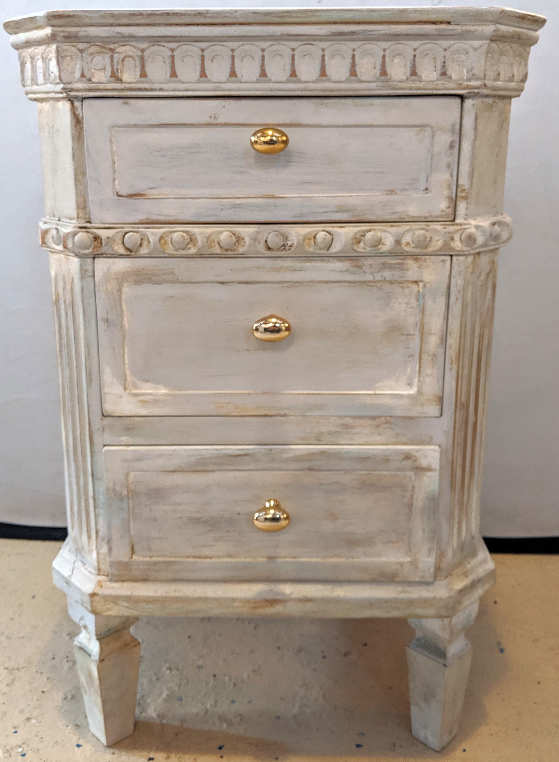 Baroque Pair of Swedish Paint Decorated End Tables or Nightstands