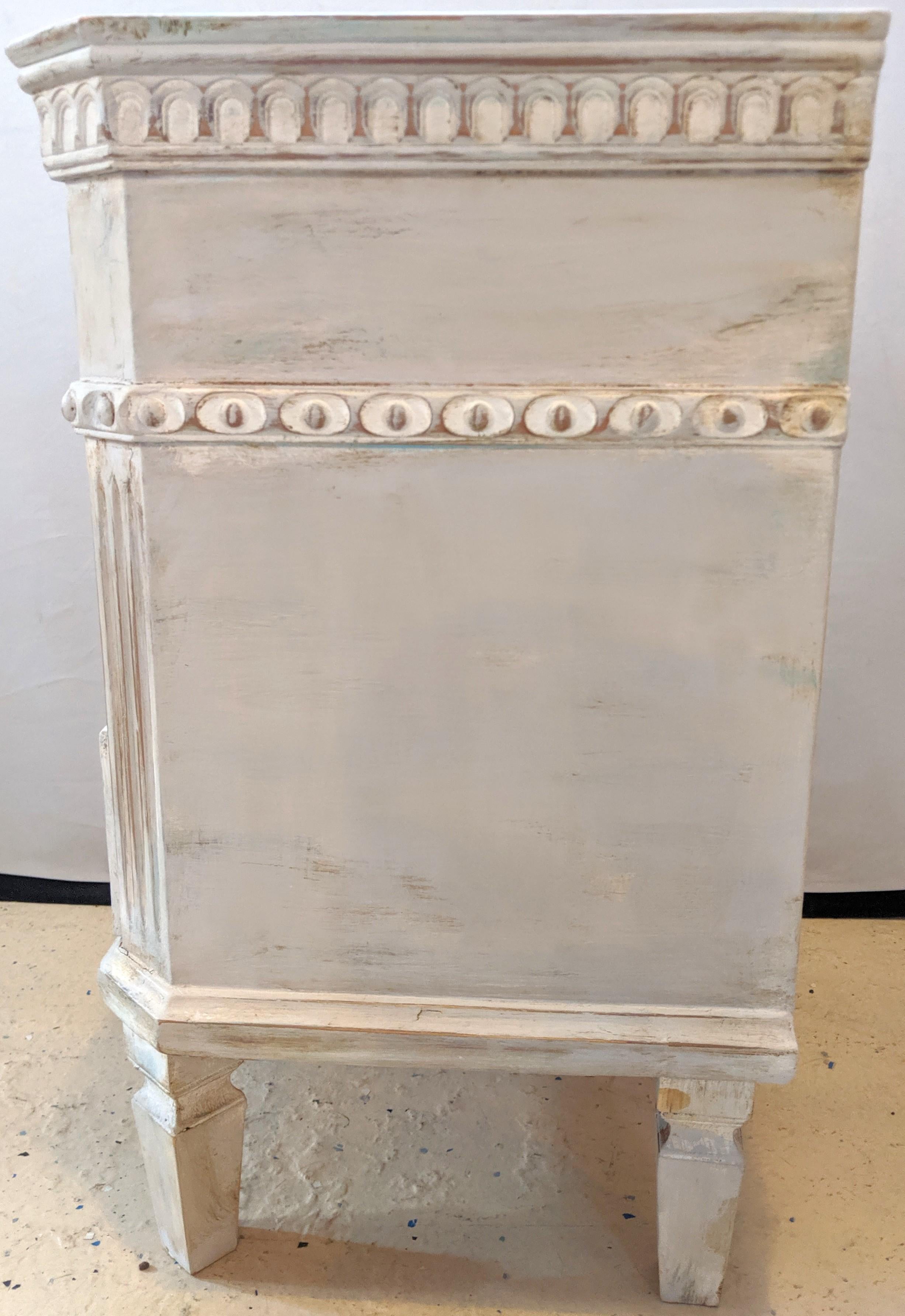Pair of Swedish Paint Decorated End Tables or Nightstands 1