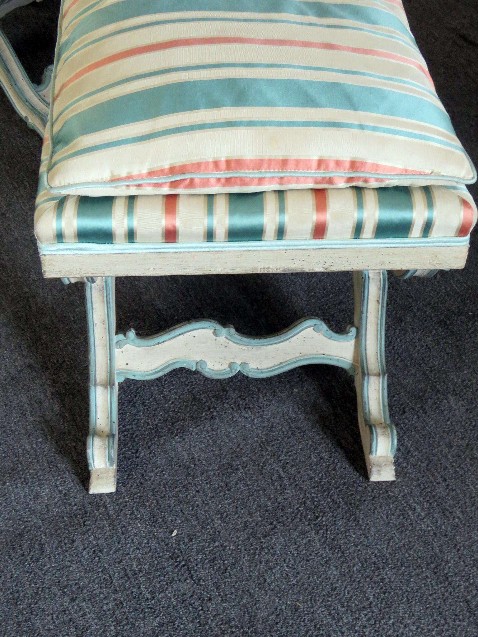 Mid-Century Modern Pair of Swedish Paint Decorated X Benches