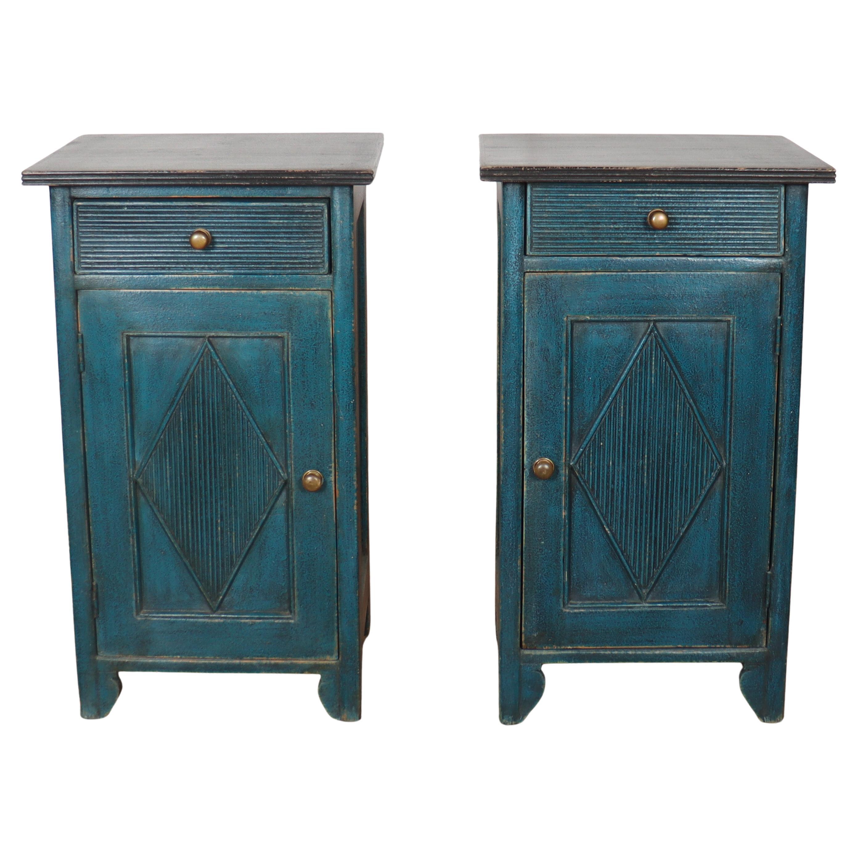 Pair of Swedish Painted Bedside Cupboards