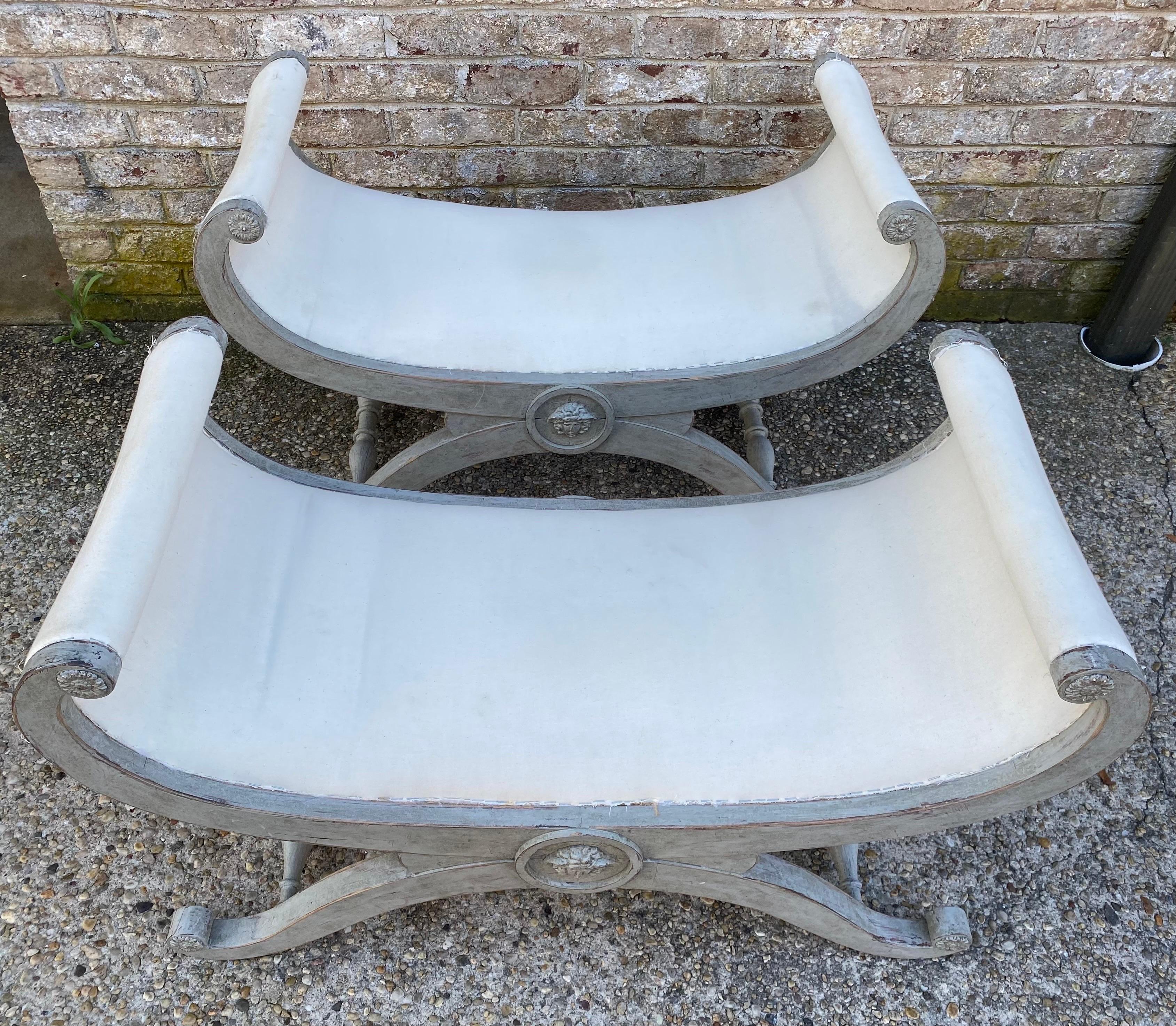 Pair of Swedish Painted Benches For Sale 10