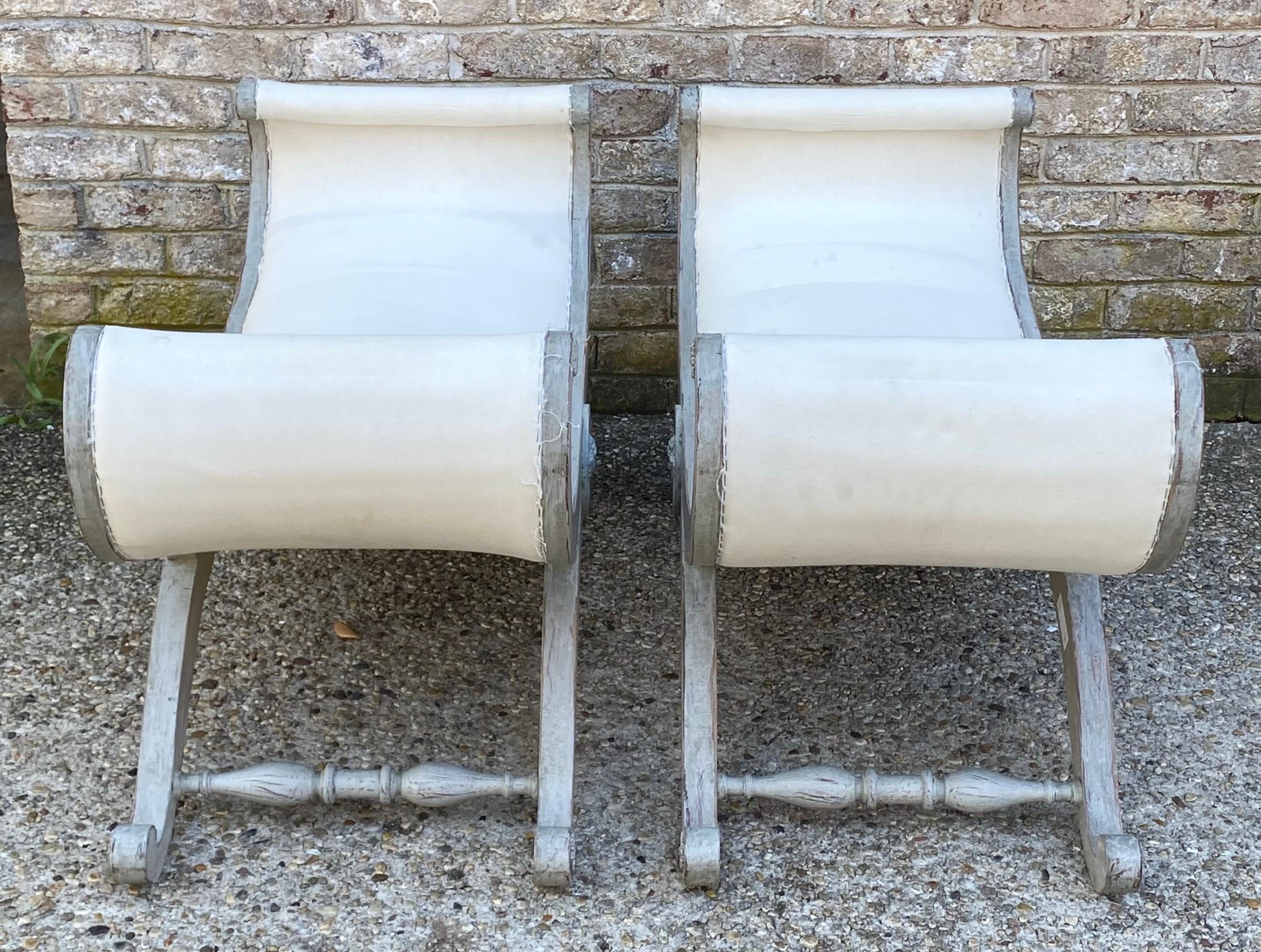 20th Century Pair of Swedish Painted Benches For Sale
