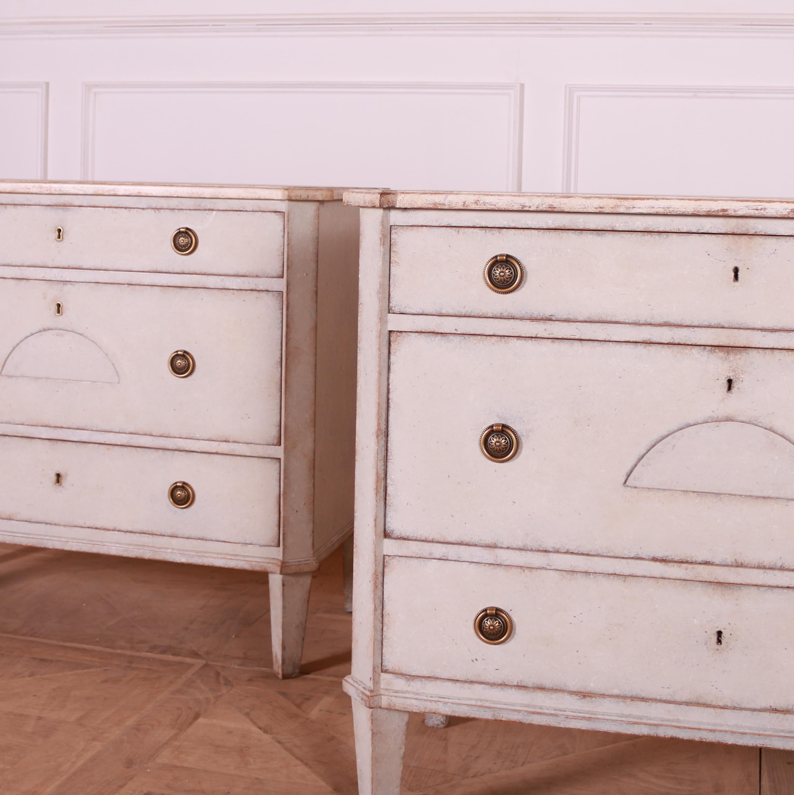 Pair of early 20th C Swedish 3 drawer painted beech commodes with faux marble tops. 1910.

Reference: 7703

Dimensions
37 inches (94 cms) Wide
18.5 inches (47 cms) Deep
32 inches (81 cms) High