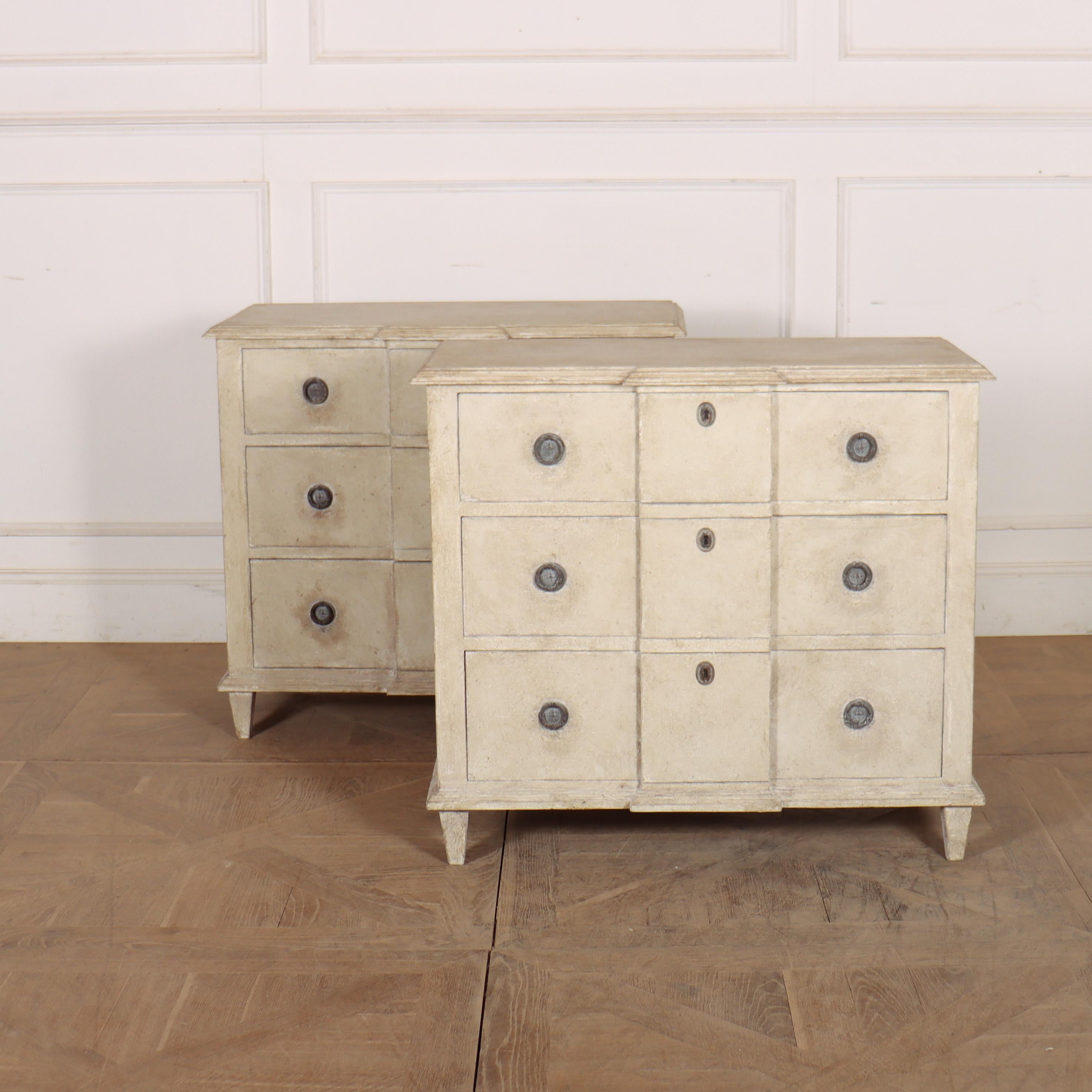 Pair of late 19th Century Swedish breakfront painted commodes. 1890