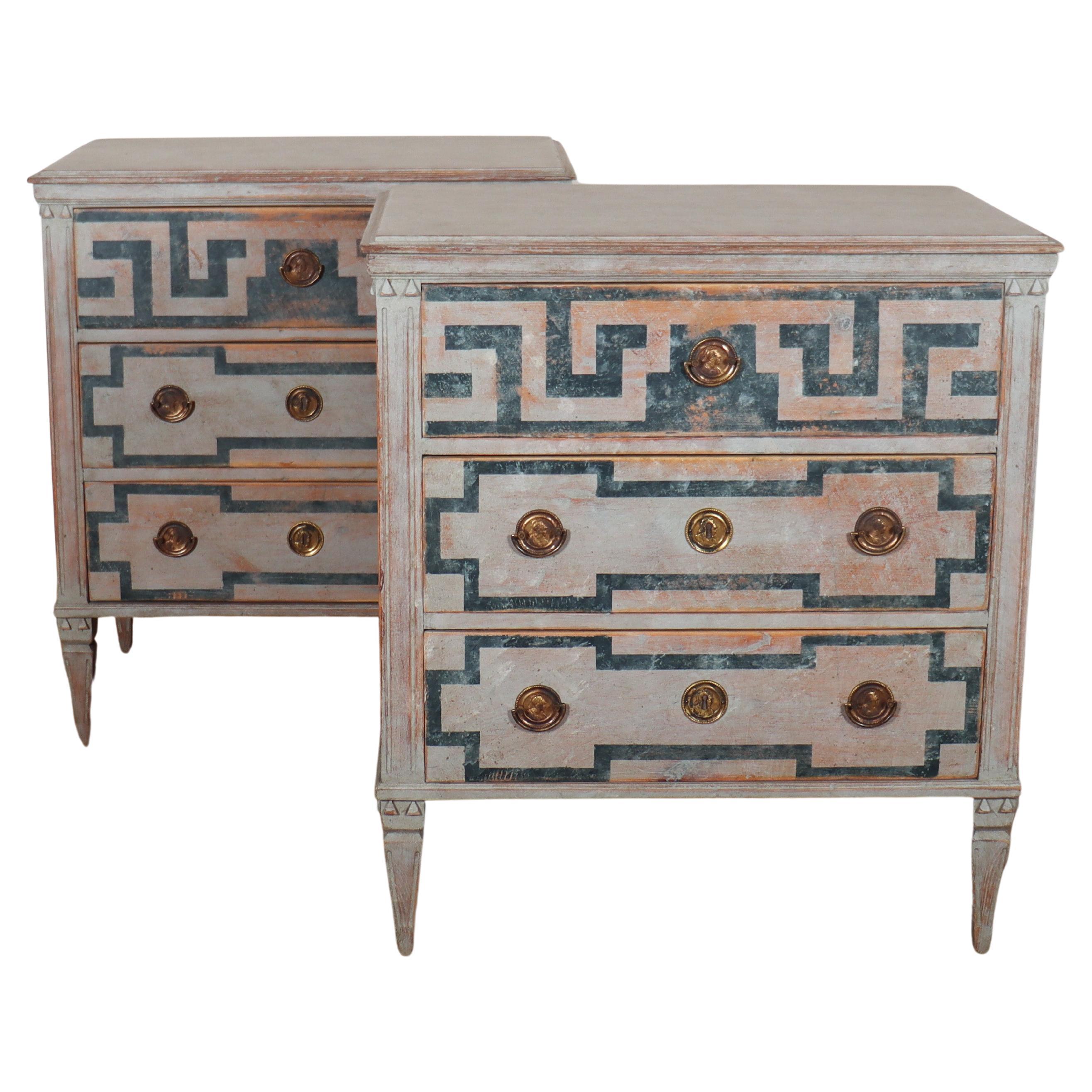 Pair of Swedish Painted Commodes For Sale