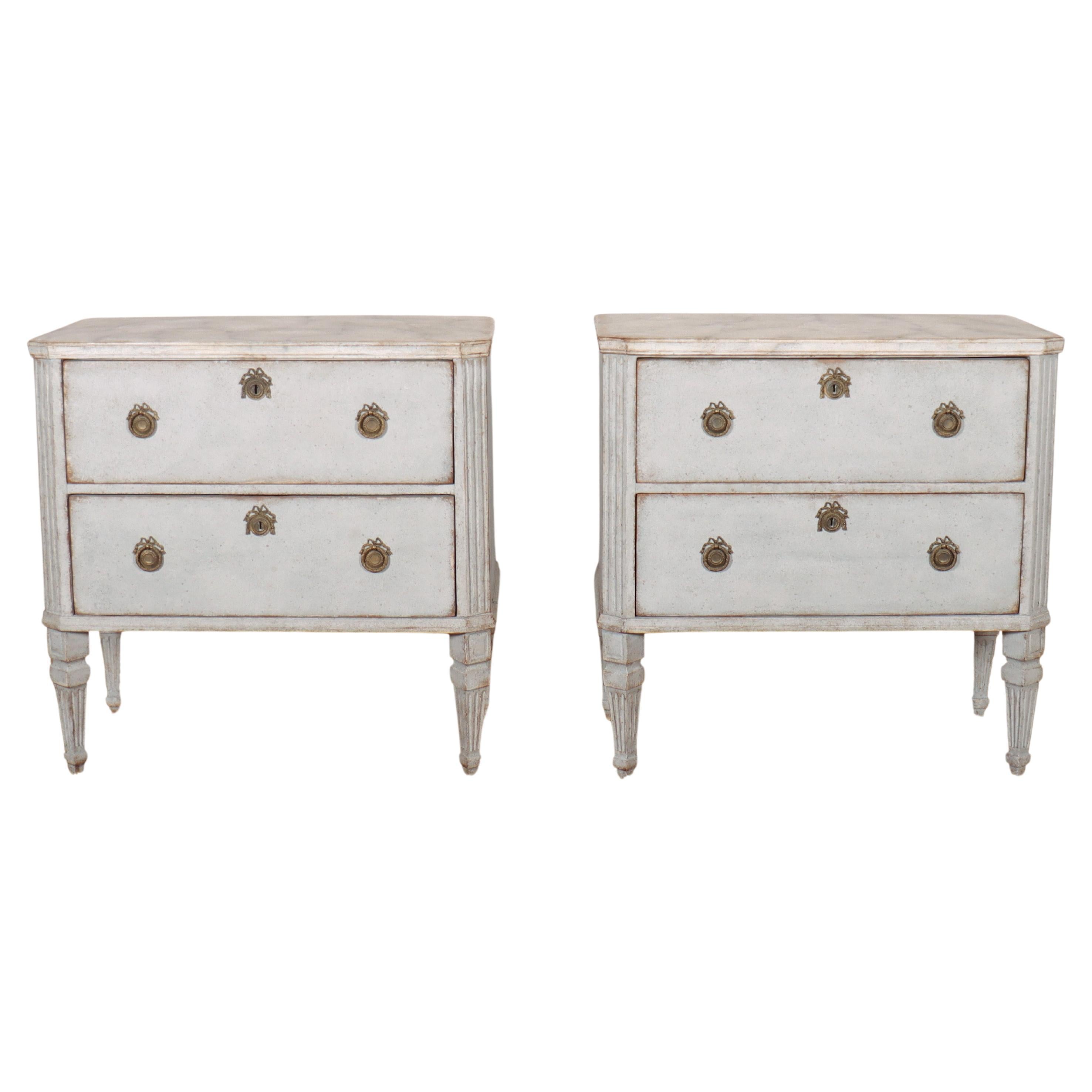 Pair of Swedish Painted Commodes For Sale