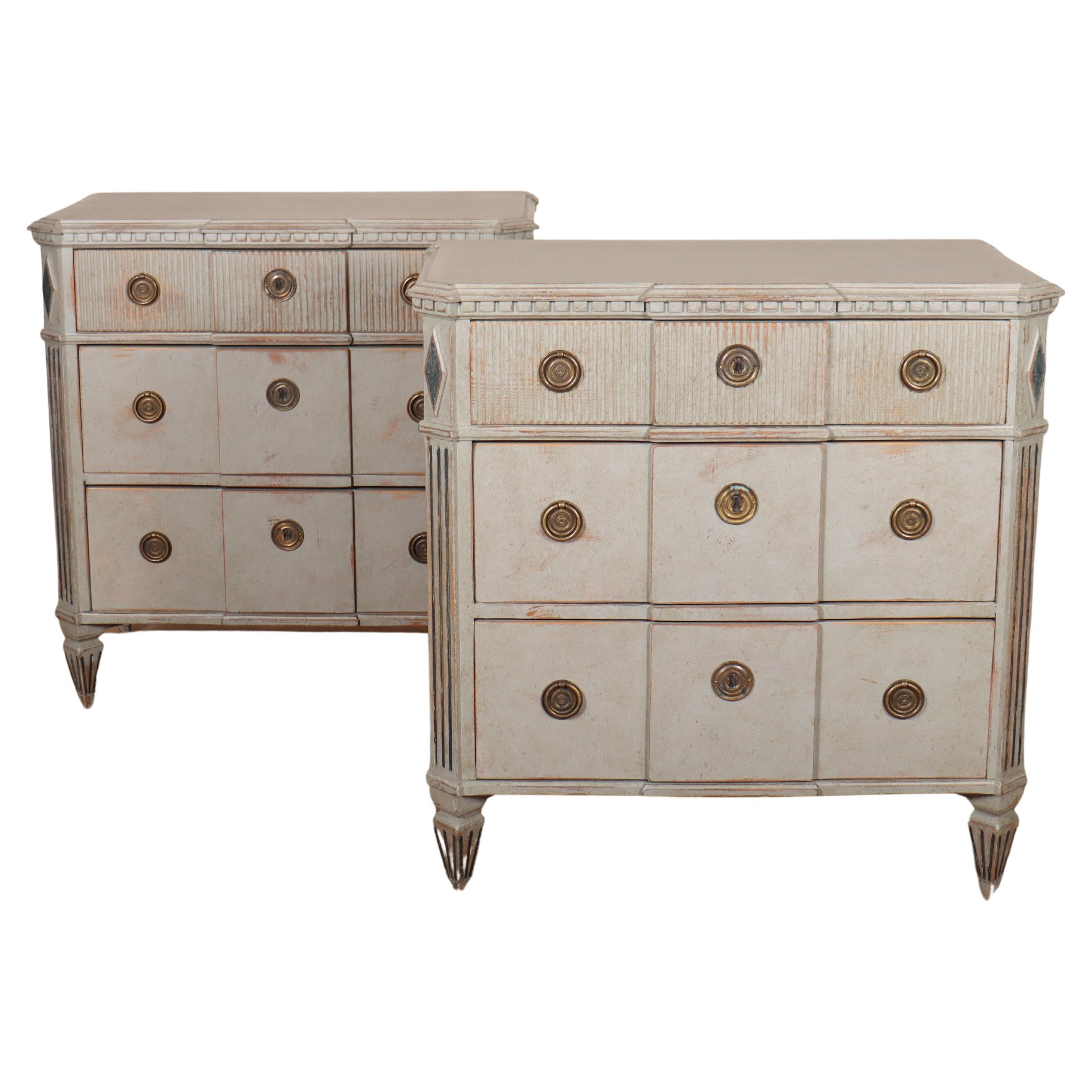 Pair of Swedish Painted Commodes