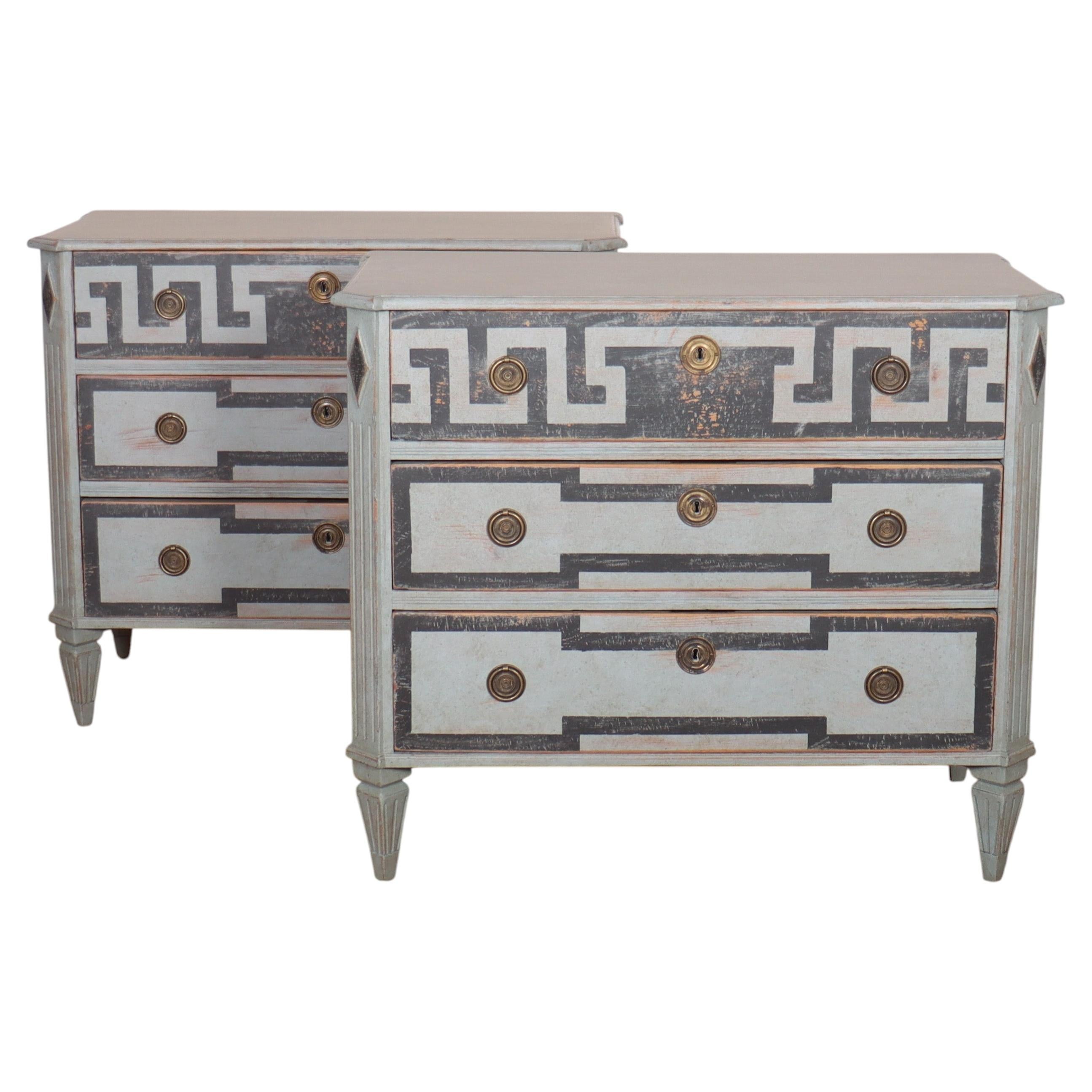 Pair of Swedish Painted Commodes
