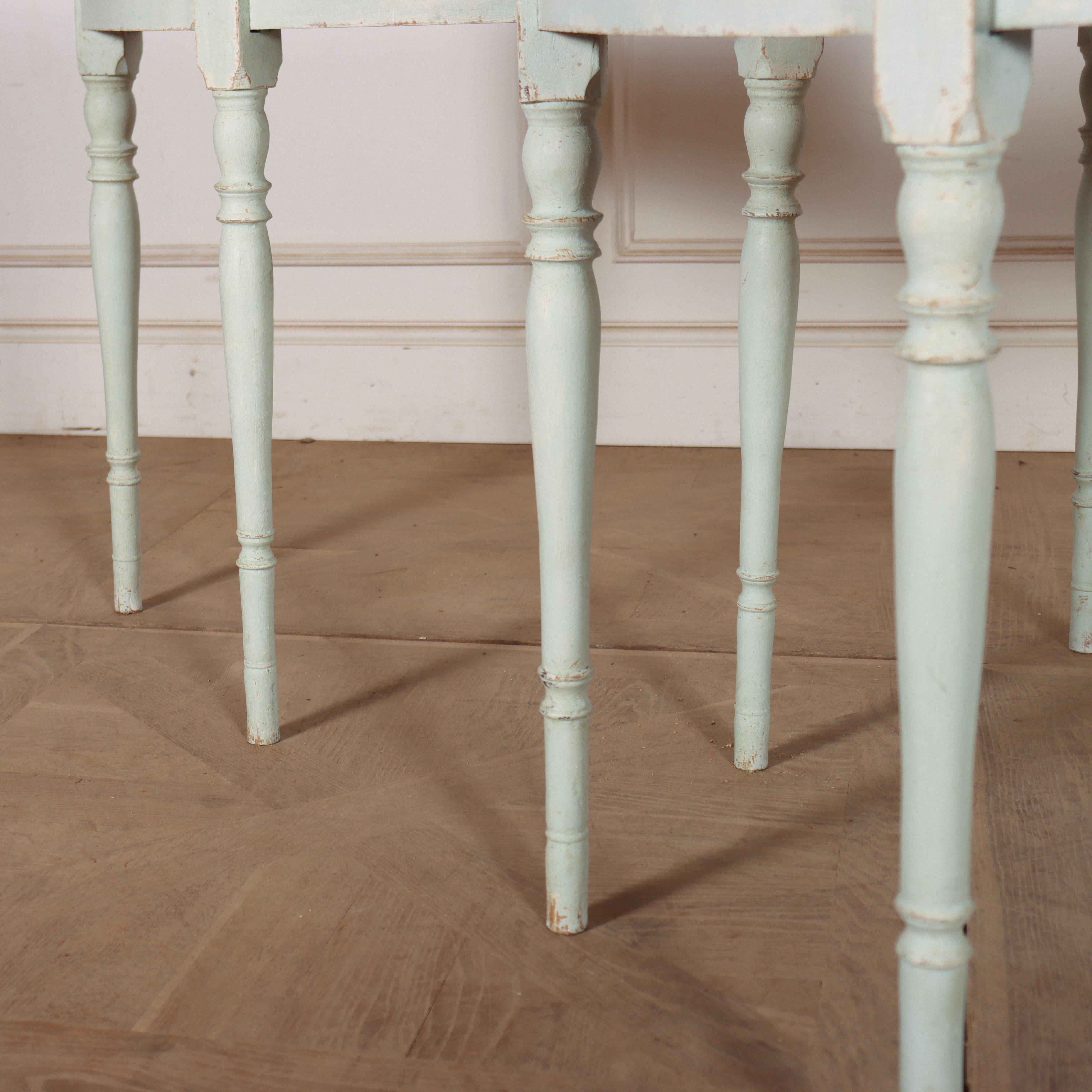 19th Century Pair of Swedish Painted Demi-lune Console Tables For Sale
