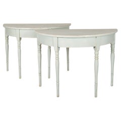 Pair of Swedish Painted Demi-lune Console Tables
